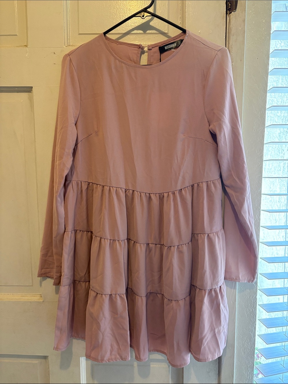 Missguided + Girls' Mauve Tiered Long-Sleeve Dress